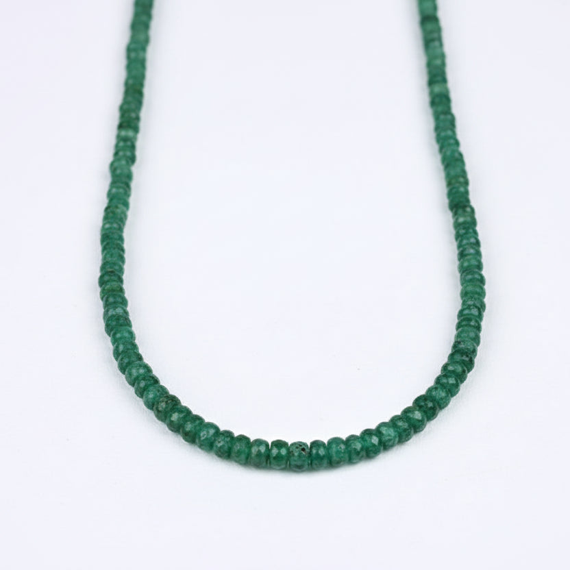 Emerald Faceted Beads Necklace-73.2 Carats