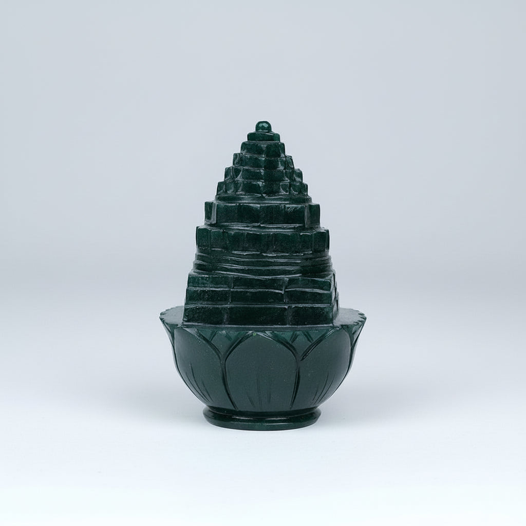 Green Jade Shree Yantra on Lotus - 613 gms