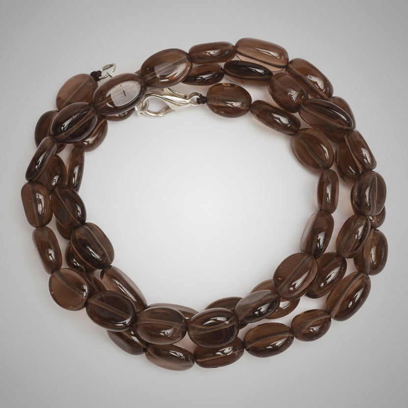 Smoky Quartz Oval Beads Necklace