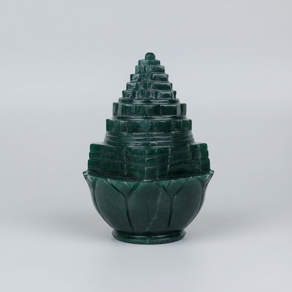 Green Jade Shree Yantra on Lotus - 613 gms
