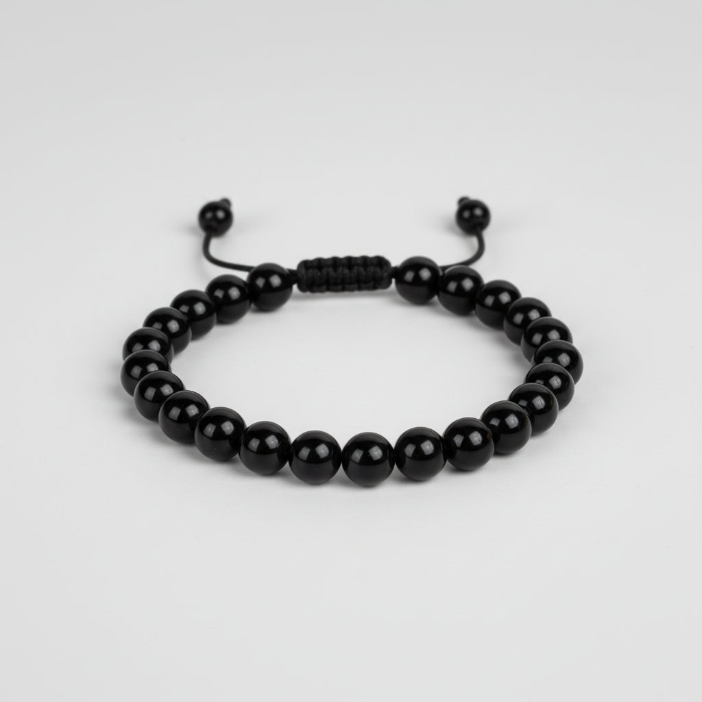 Black Agate Bracelet (8 mm)-Elastic