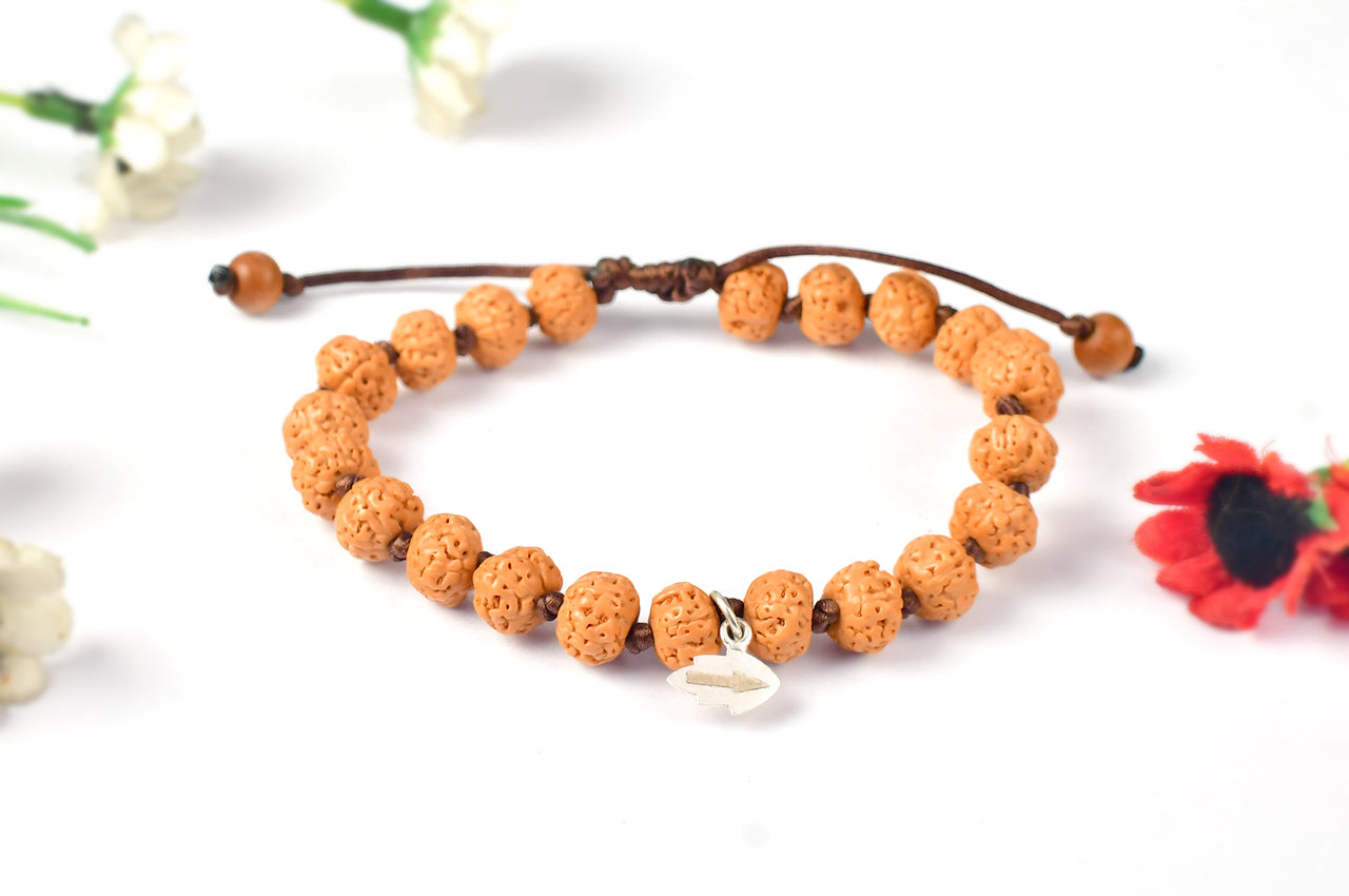 Guru (Chikna) Rudraksha Adjustable Thread Bracelet-8 mm