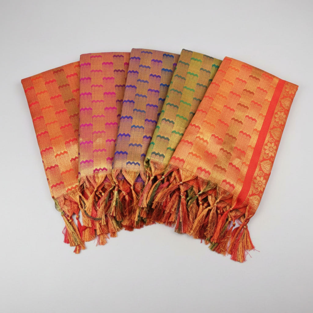 Art Silk Shawl Design IV-Red