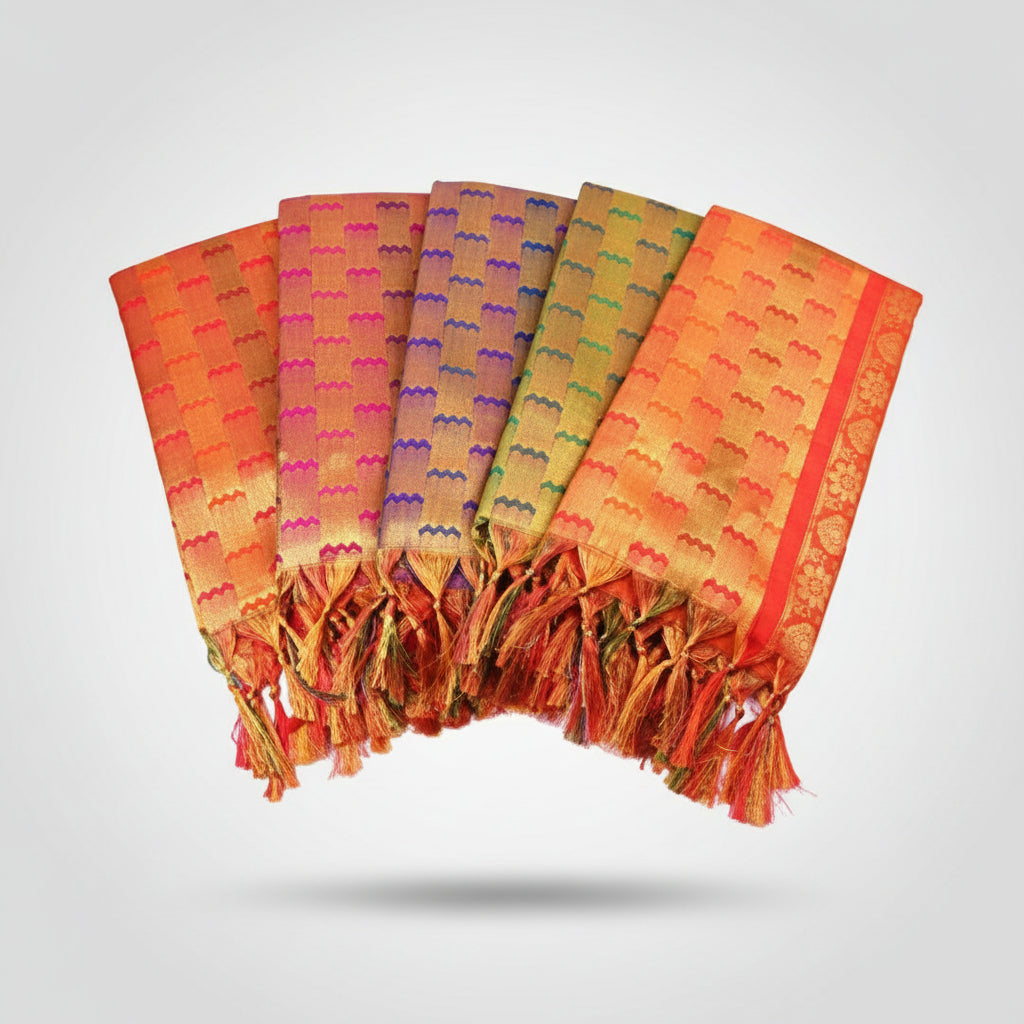 Art Silk Shawl Design IV-Saffron