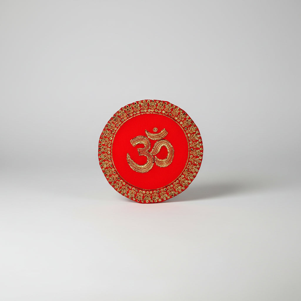 OM Design Round Puja Altar Cloth-Large