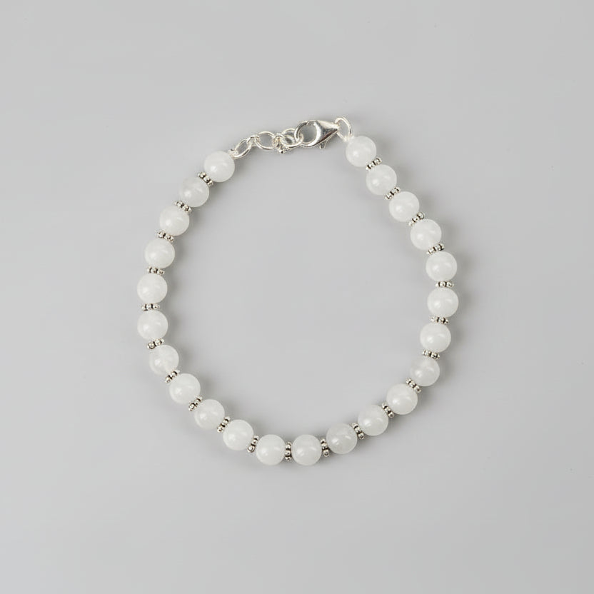 Moonstone Silver Chakri Bracelet-8 mm