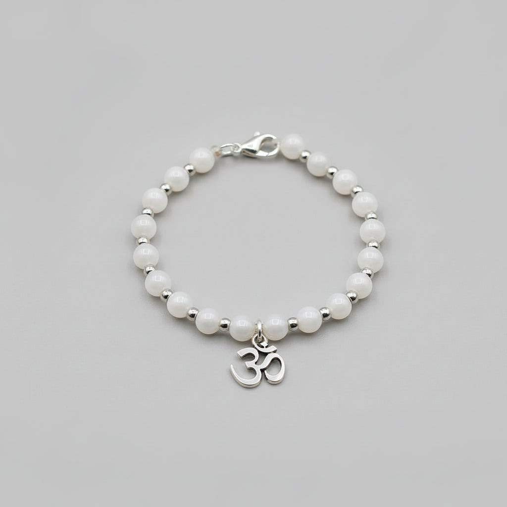 Moonstone Silver Chakri Bracelet-10 mm