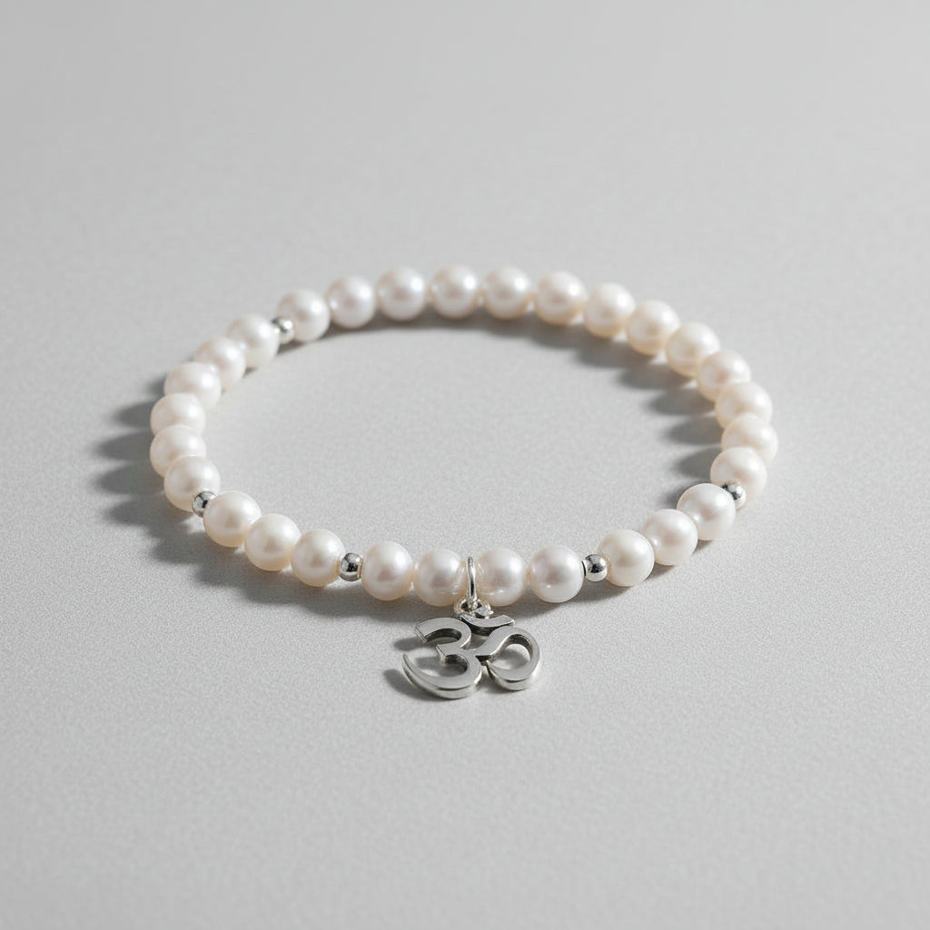 Moonstone Silver Chakri Bracelet-8 mm