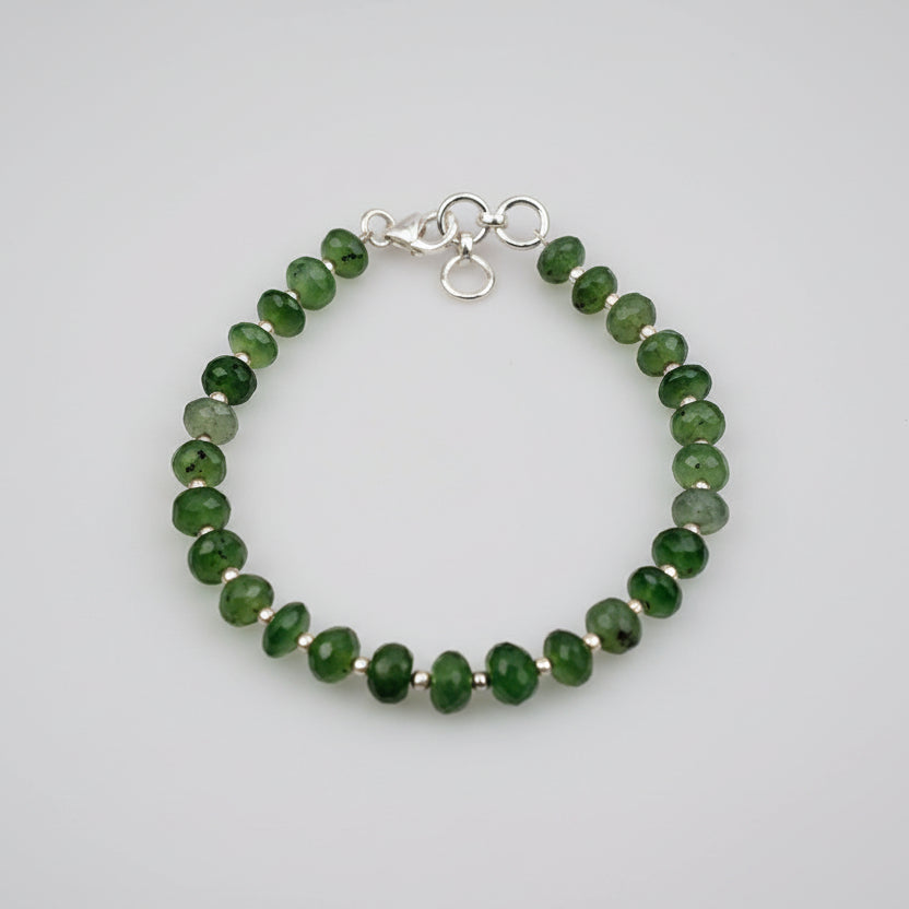 Serpentine Faceted Silver Balls Bracelet