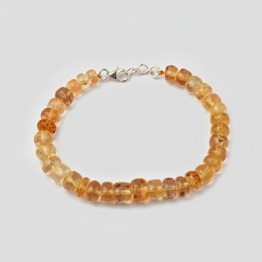 Natural Amber Button Shape Bracelet