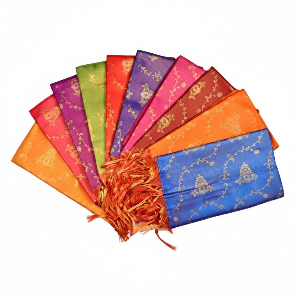 Shanku Chakra Namam Silk PUJA Shawl-Yellow