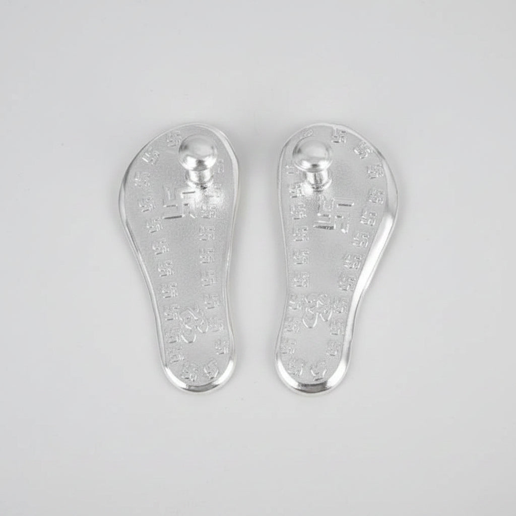Om Swastika Charan Paduka-Silver Finish