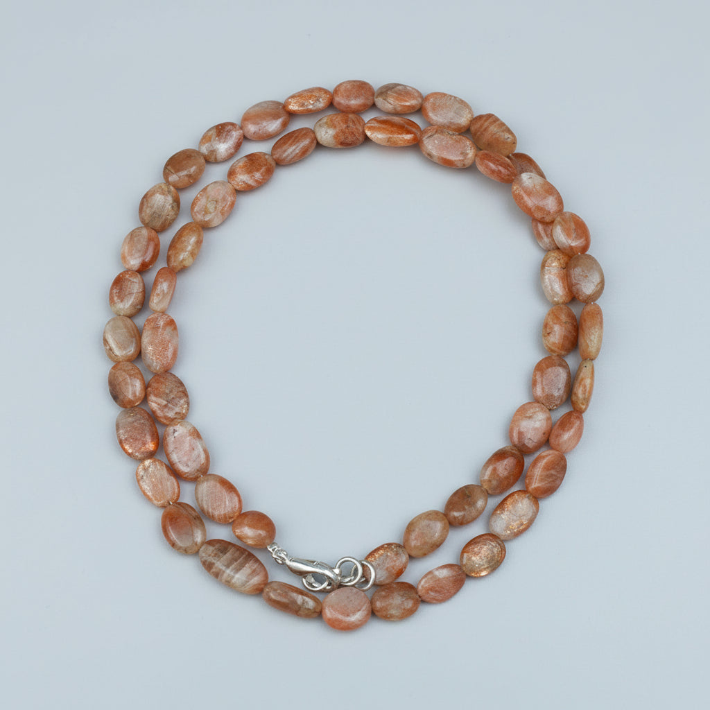 Sunstone Oval Beads Necklace