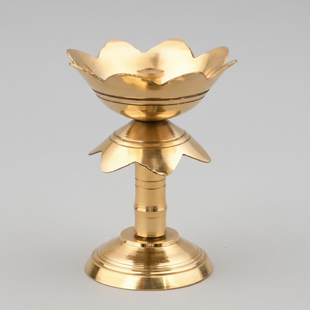 Brass Kamal Diya-Gold Finish