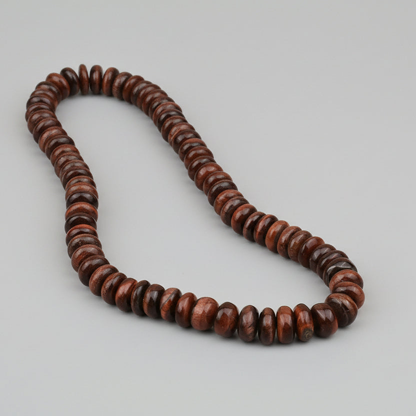 Red Tiger Eye Elliptical Beads Necklace-8 to 13 mm