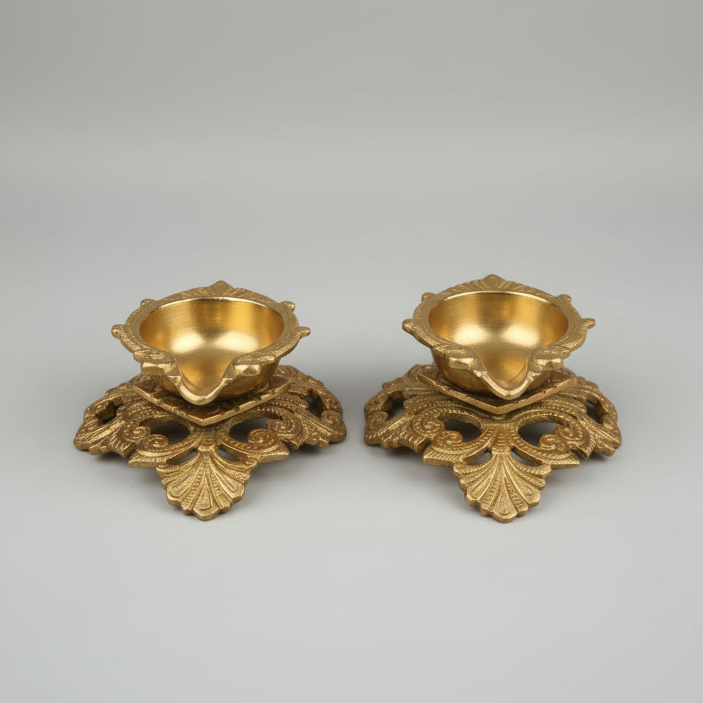 Antique Brass Diya-Set of 2