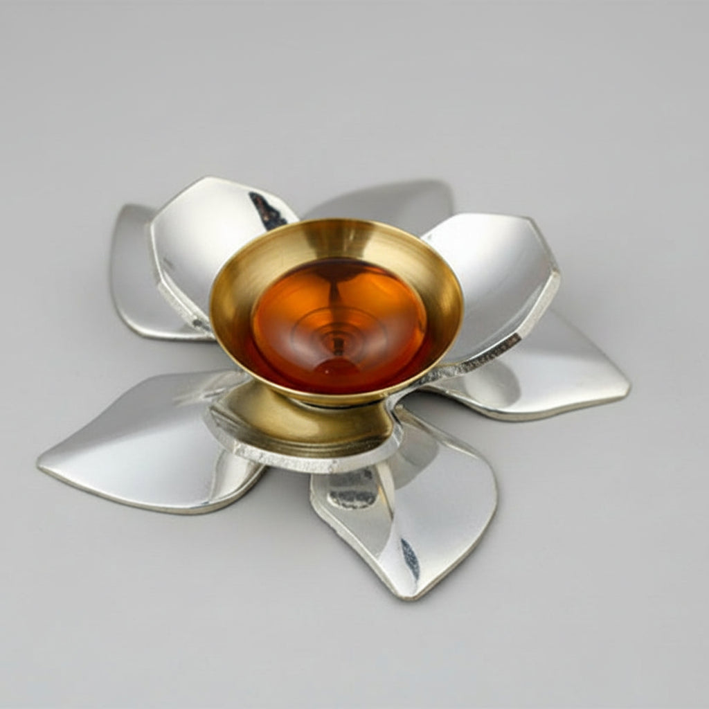 Brass Brahm Kamal Diya-Gold Finish