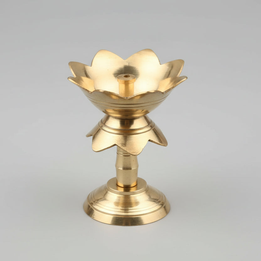 Brass Kamal Diya-Gold Finish