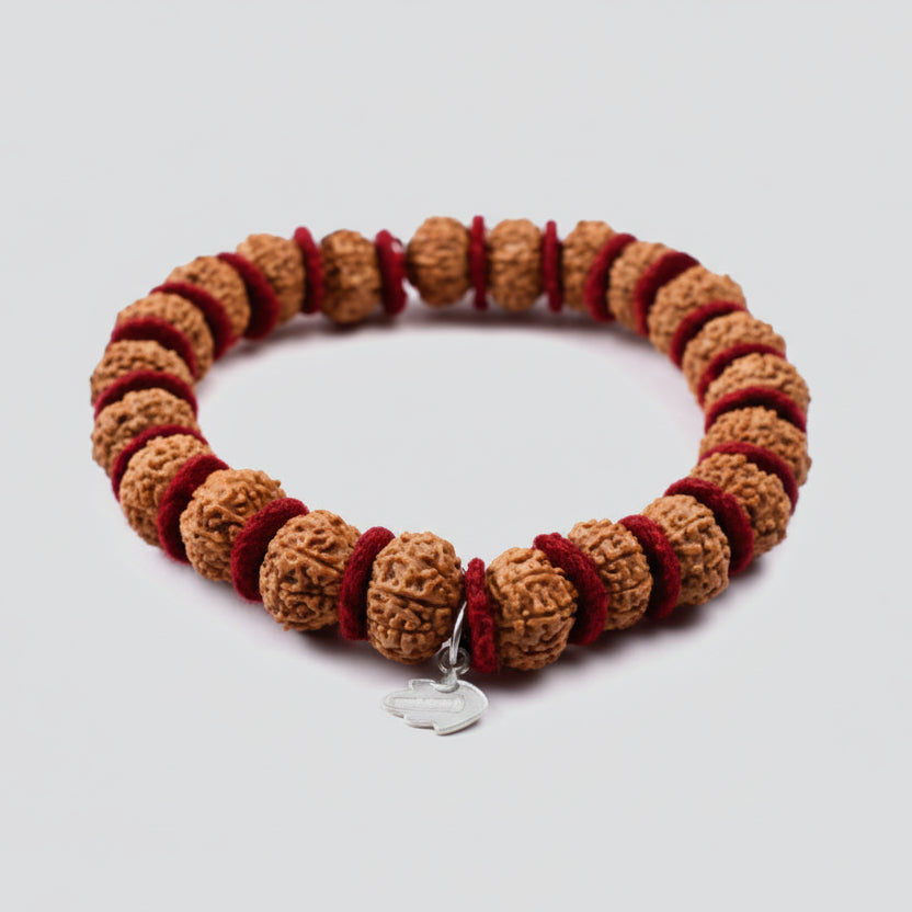 10 Mukhi Krishna Bracelet From Java In Woolen Spacers-10 mm