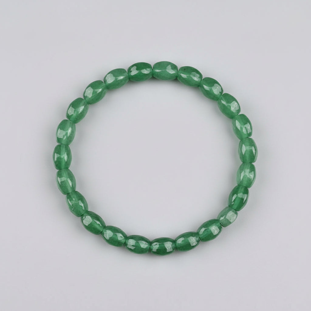 Green Jade Oval Faceted Bracelet-14 mm