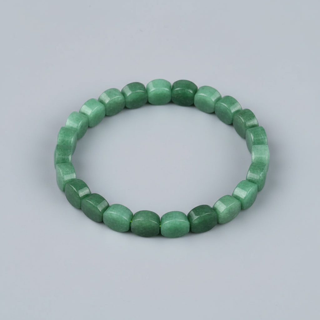 Green Jade Oval Faceted Bracelet-14 mm