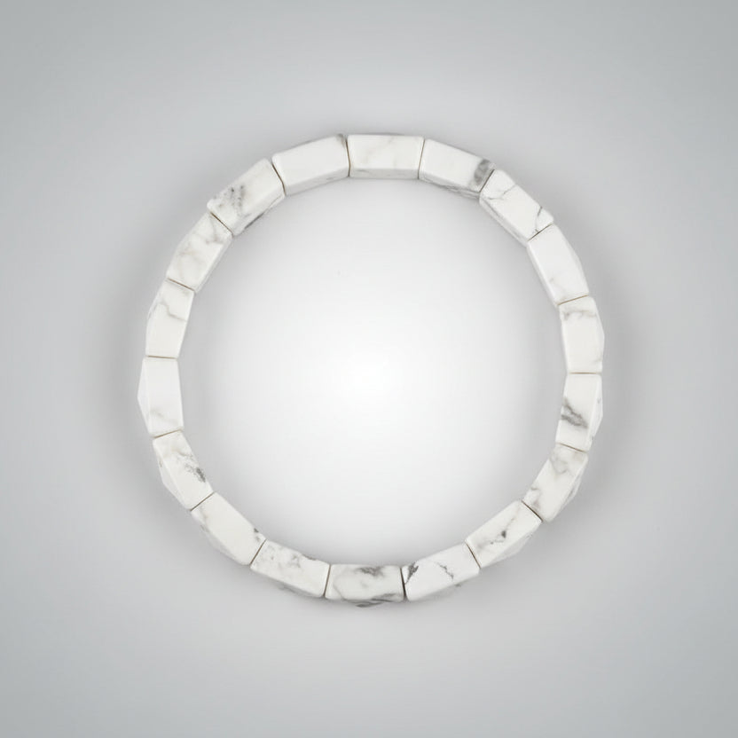 Natural Howlite Square Shape Faceted Beads Bracelet