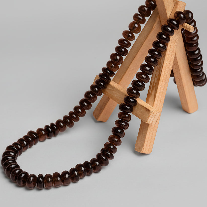 Smoky Quartz Elliptical Beads Necklace