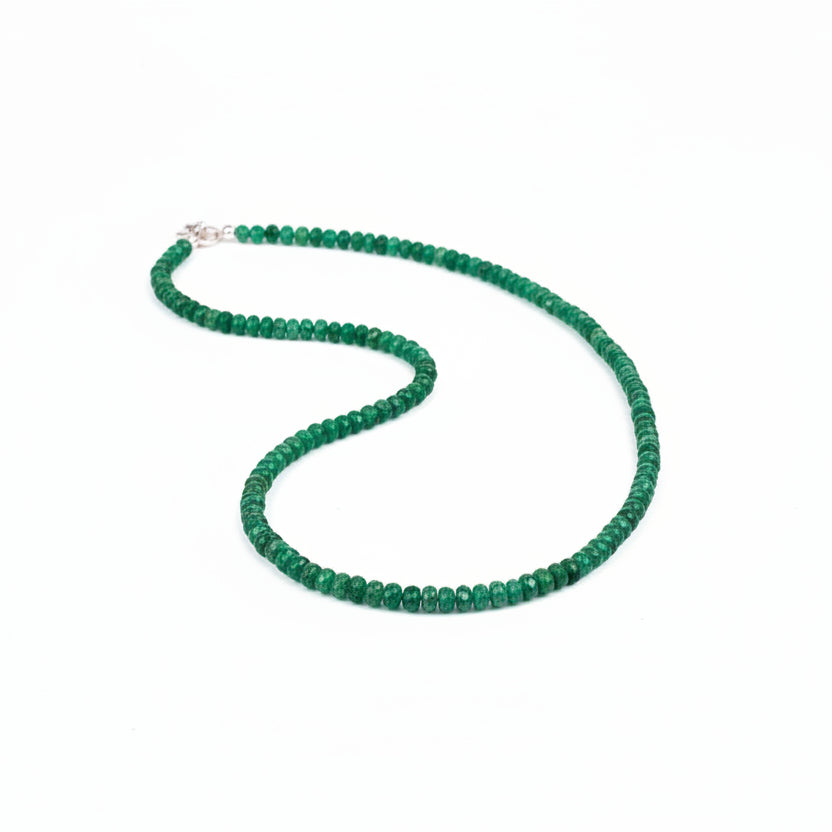 Emerald Faceted Beads Necklace-66 Carats
