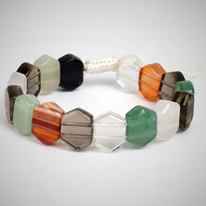 Navratna Bracelet (Hexagon Beads)-Thread