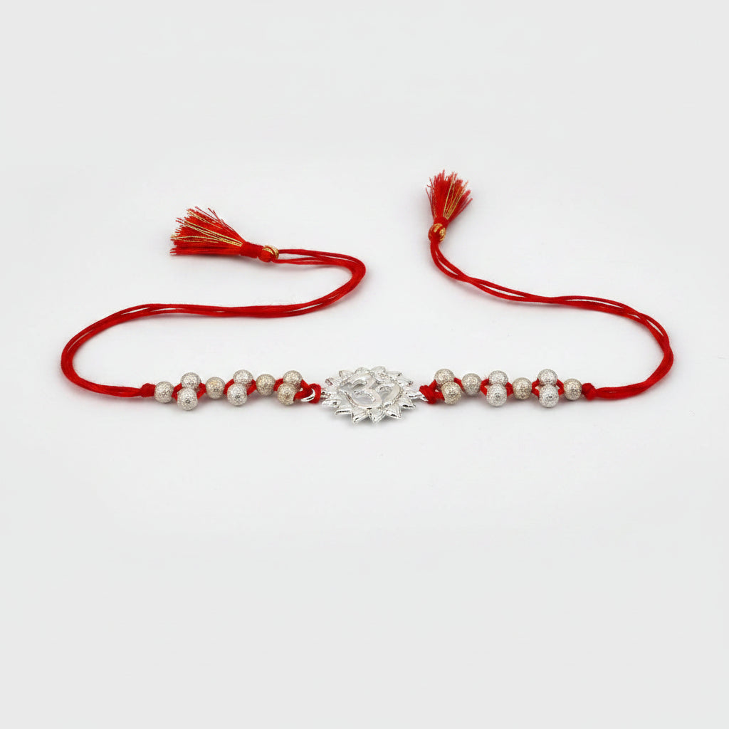 OM Design Rakhi in Pure Silver with thread