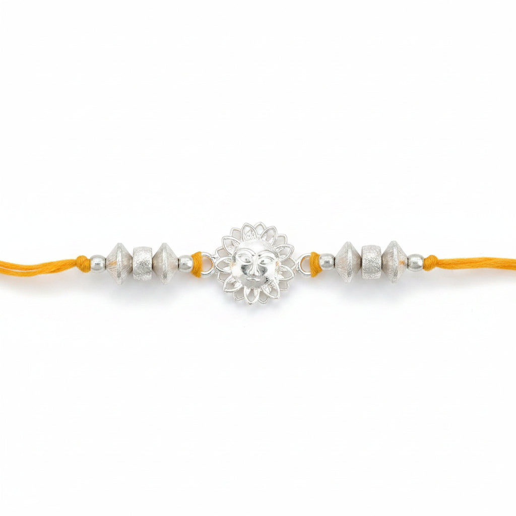 Surya Design Rakhi in Pure Silver with thread - I