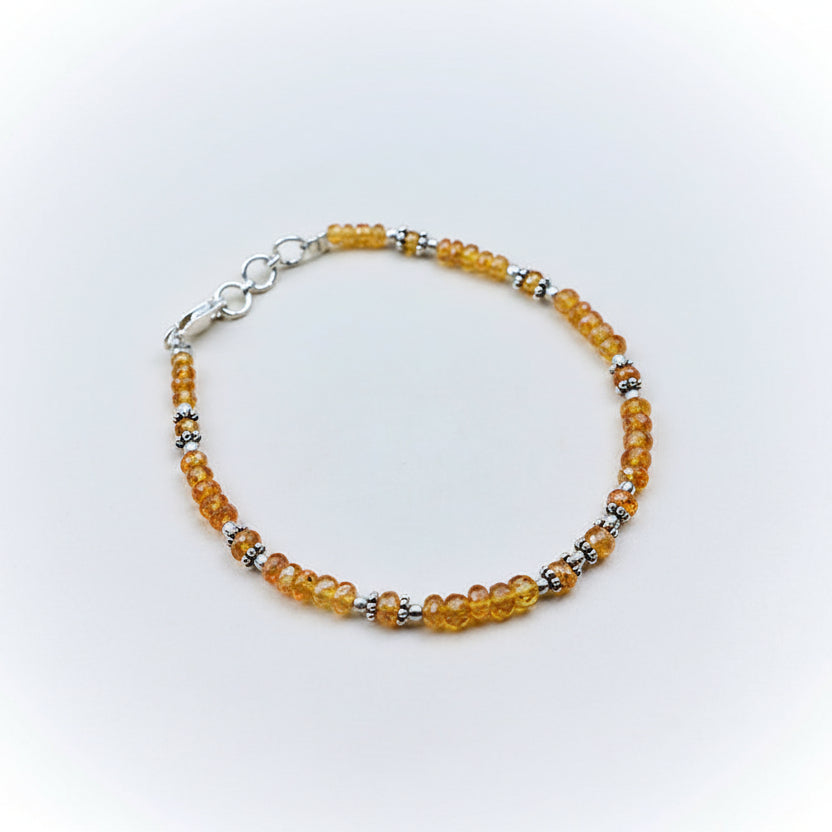 Yellow Sapphire Faceted Silver Chakri & Balls Bracelet - 18.55 Carats
