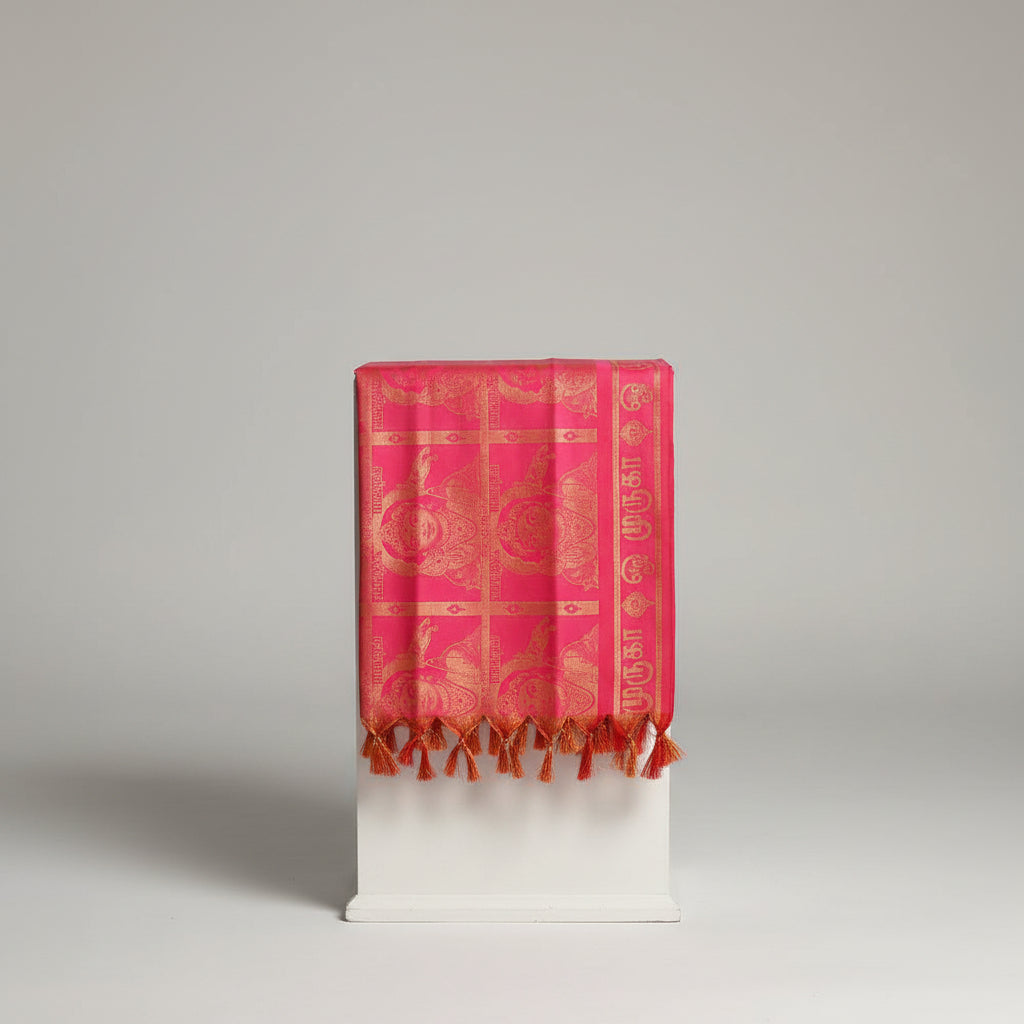 Murugan Shawl in Art Silk-Saffron