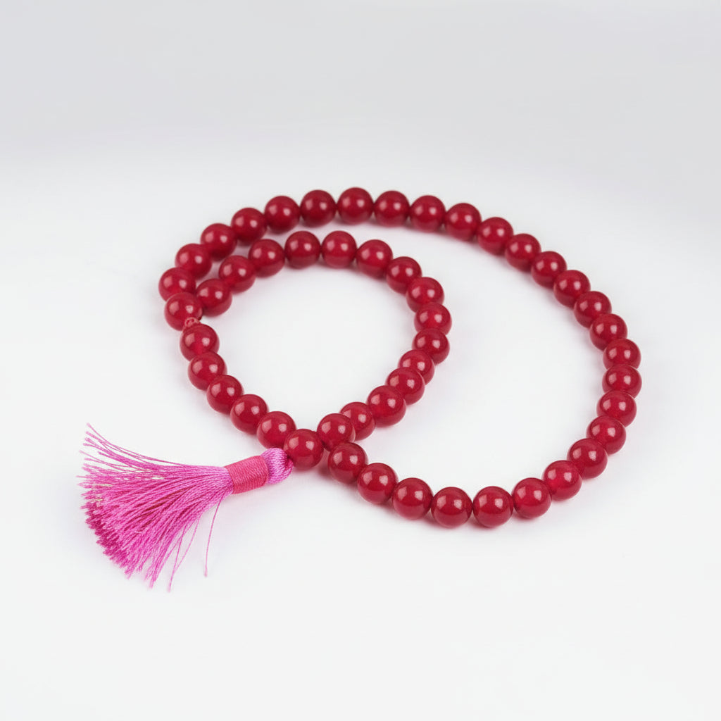 Dark Pink Jade Round Mala-8 mm