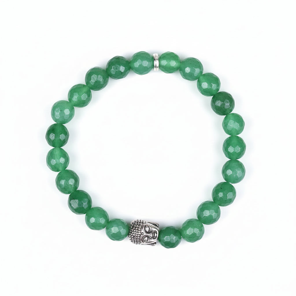 Green Aventurine Faceted Beads Buddha Charm Trinklet Bracelet