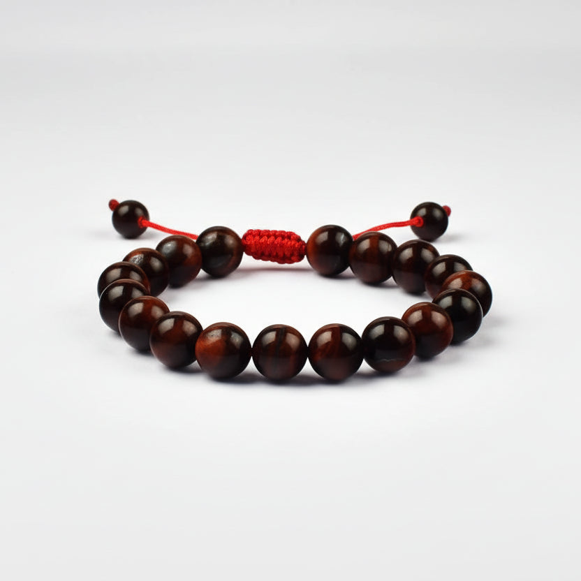 Red Tiger Eye Adjustable Thread Bracelet - I