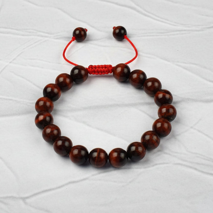 Red Tiger Eye Adjustable Thread Bracelet - I