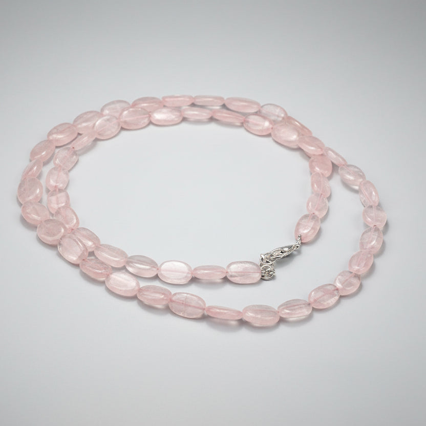 Rose Quartz Oval Mala (8 mm)-54 Beads