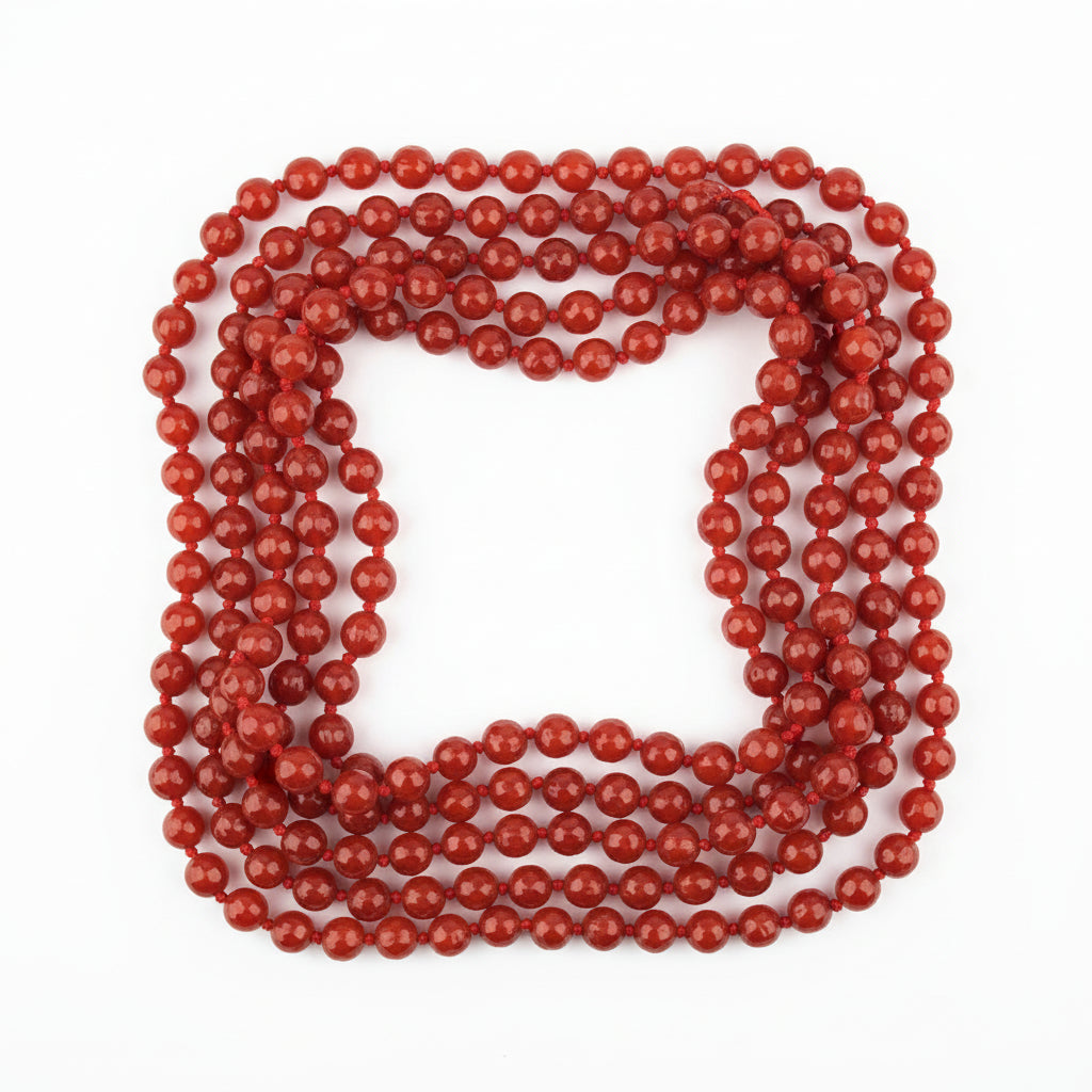 Natural Red Carnelian Faceted Beads Mala-8 mm