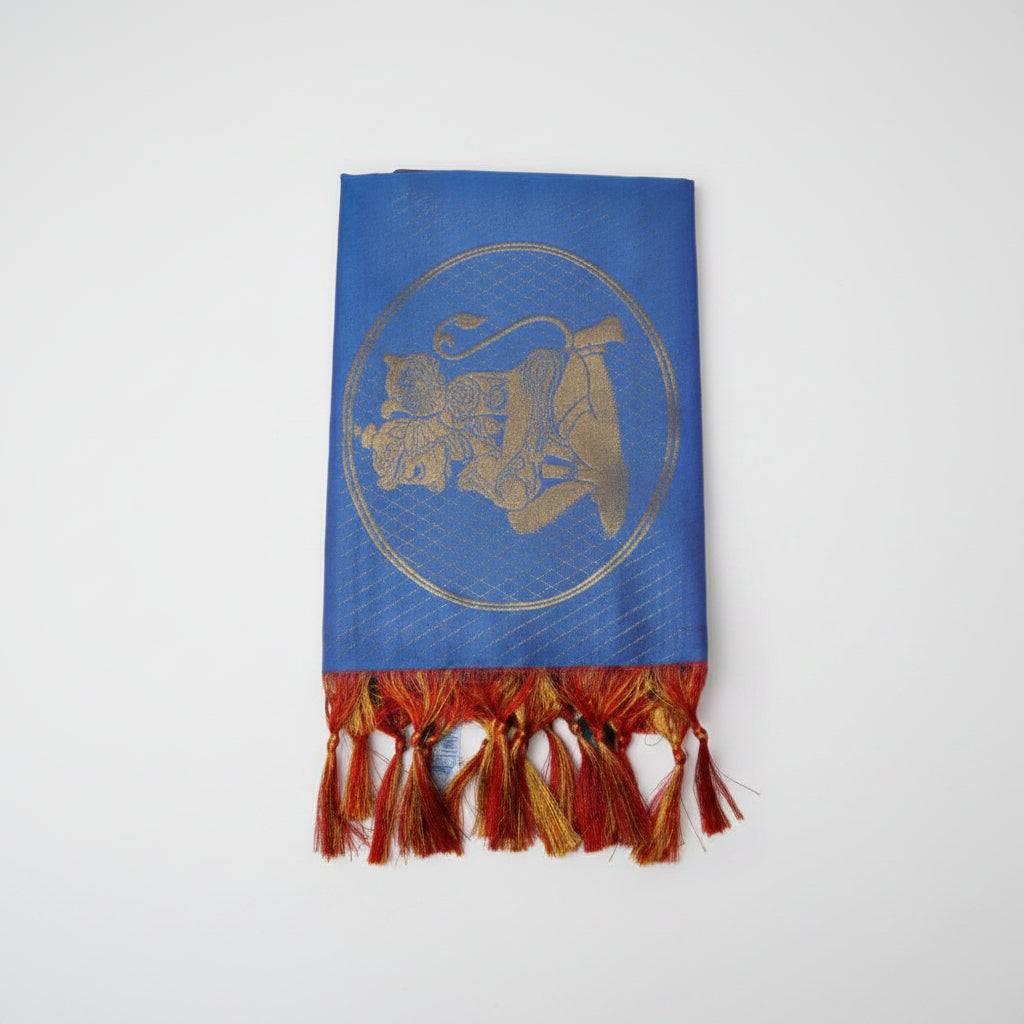 Jai Sri Ram Shawl in Art Silk-Saffron