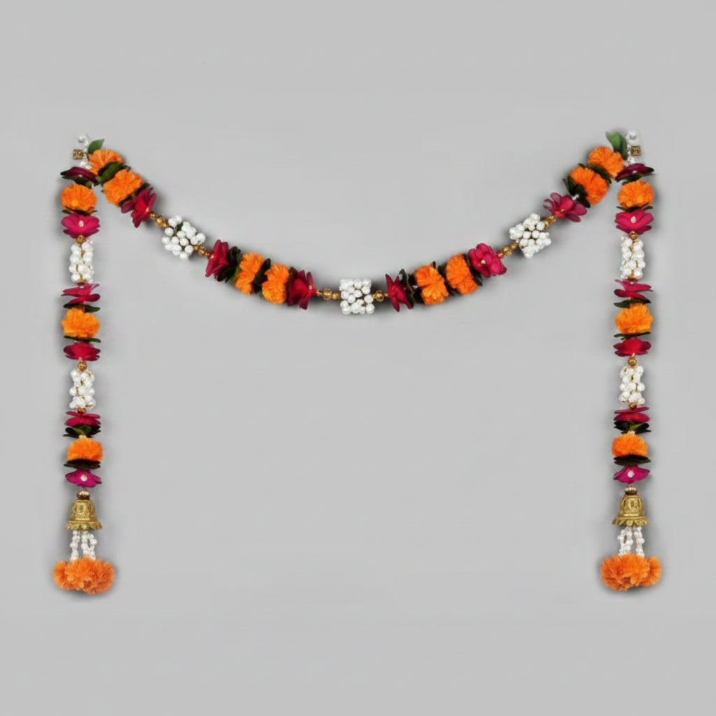 Mogra and Marigold Door Toran & Ladi Set For Diwali-Toran & Ladi (Set of 2)
