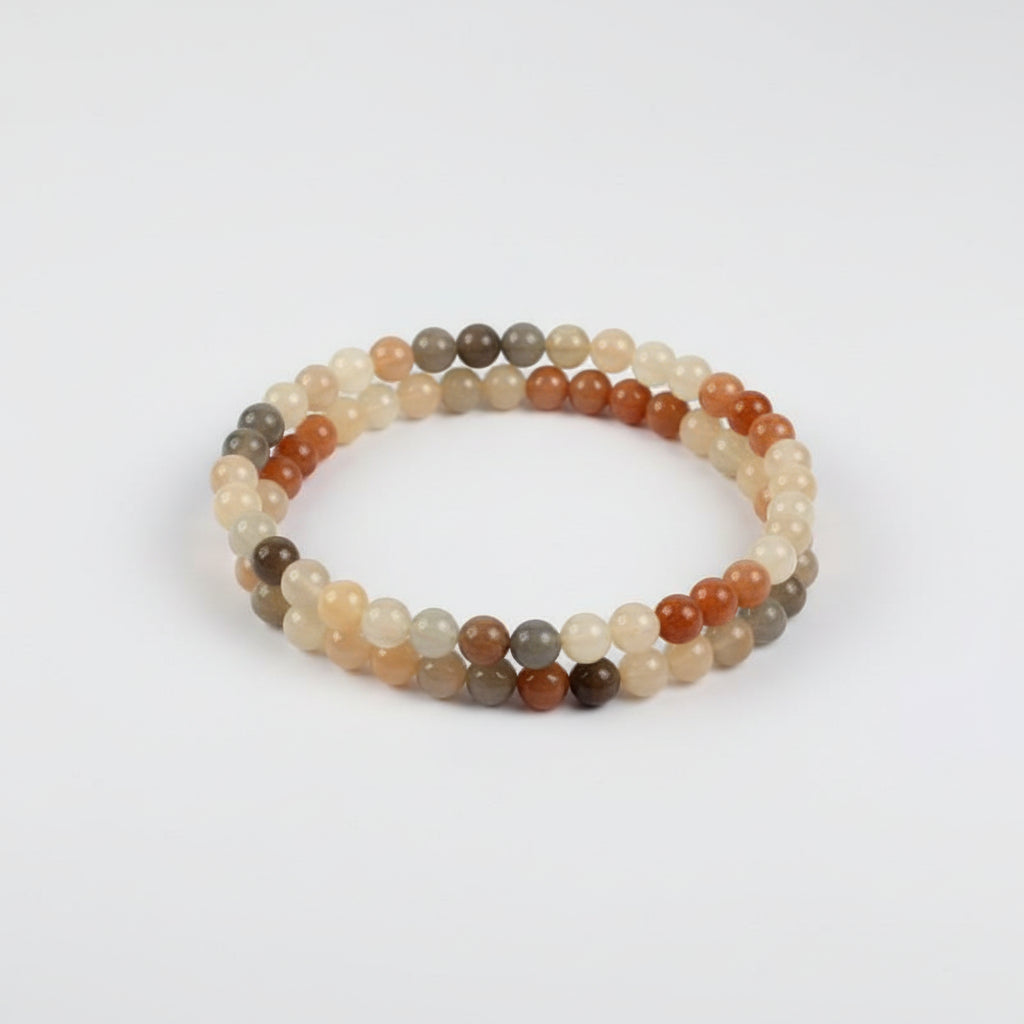 Multi Coloured Moonstone Round Mala-108+1 Beads (Size: 8 mm)