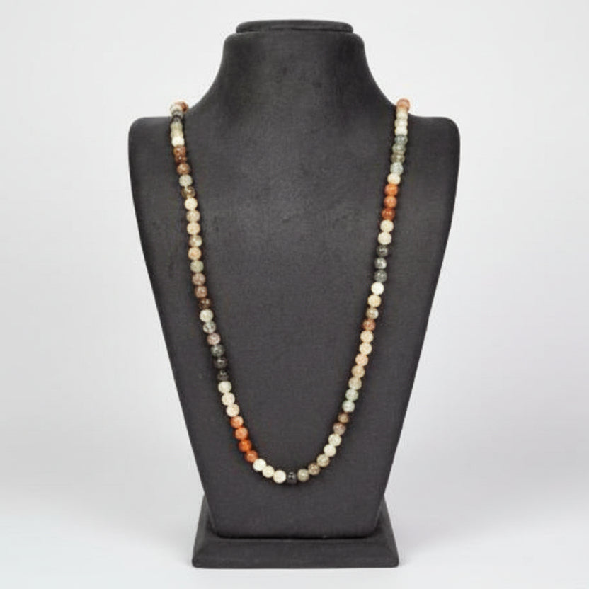 Multi Coloured Moonstone Round Mala-108+1 Beads (Size: 8 mm)