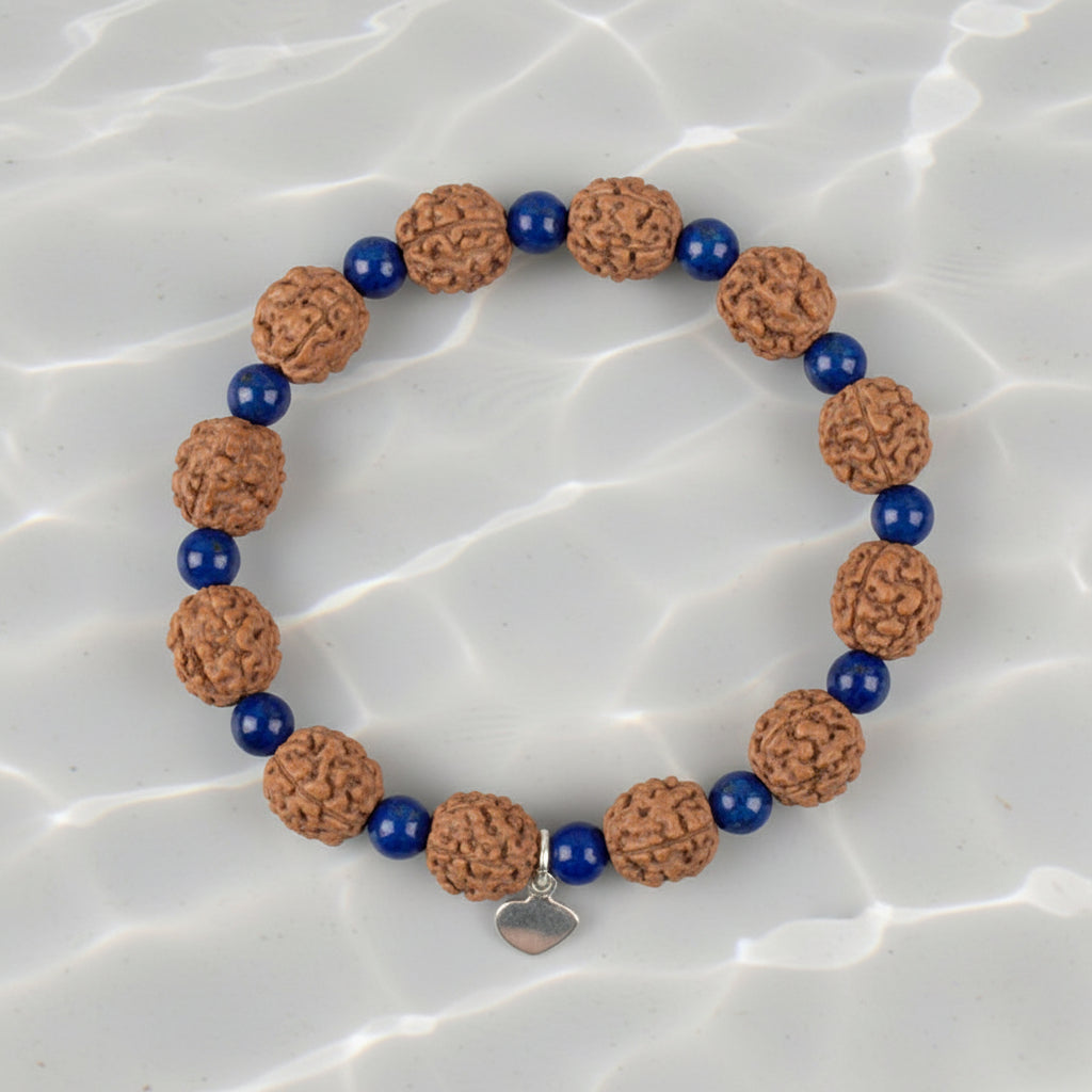 4 Mukhi Brahma Bracelet from Java with Blue Jade Beads