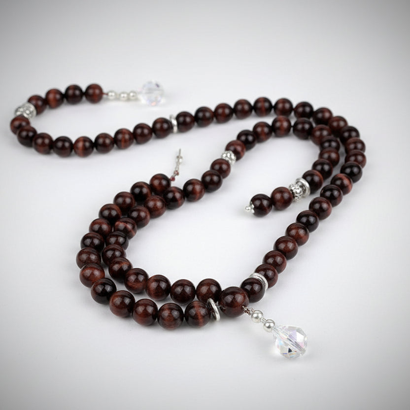Red Tiger Eye Round Necklace - 10 mm