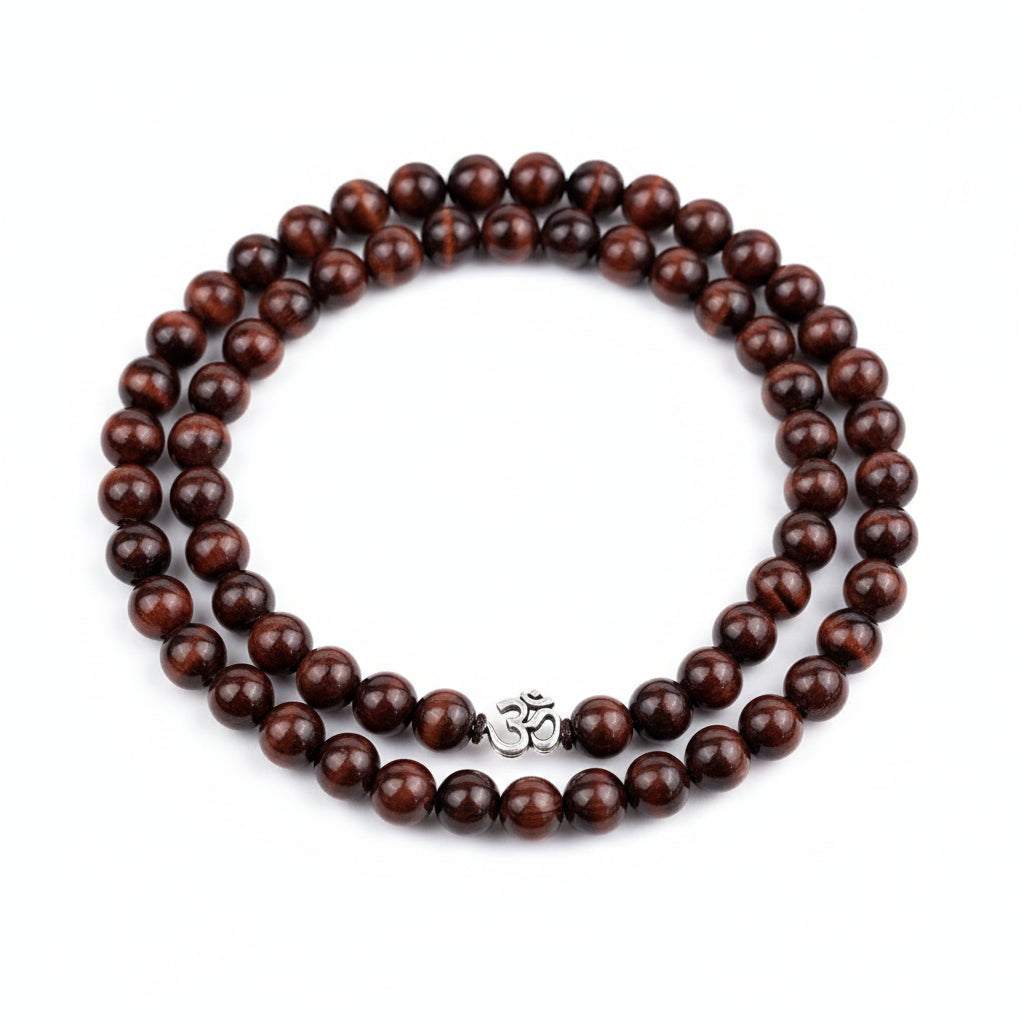 Red Tiger Eye Round Necklace - 10 mm