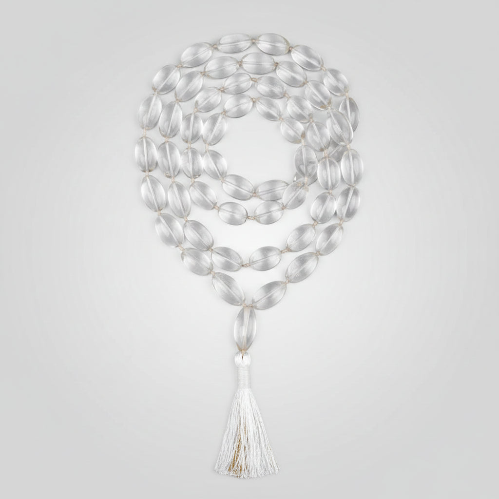 Sphatik Lingam Shaped Beads Mala-153 gms