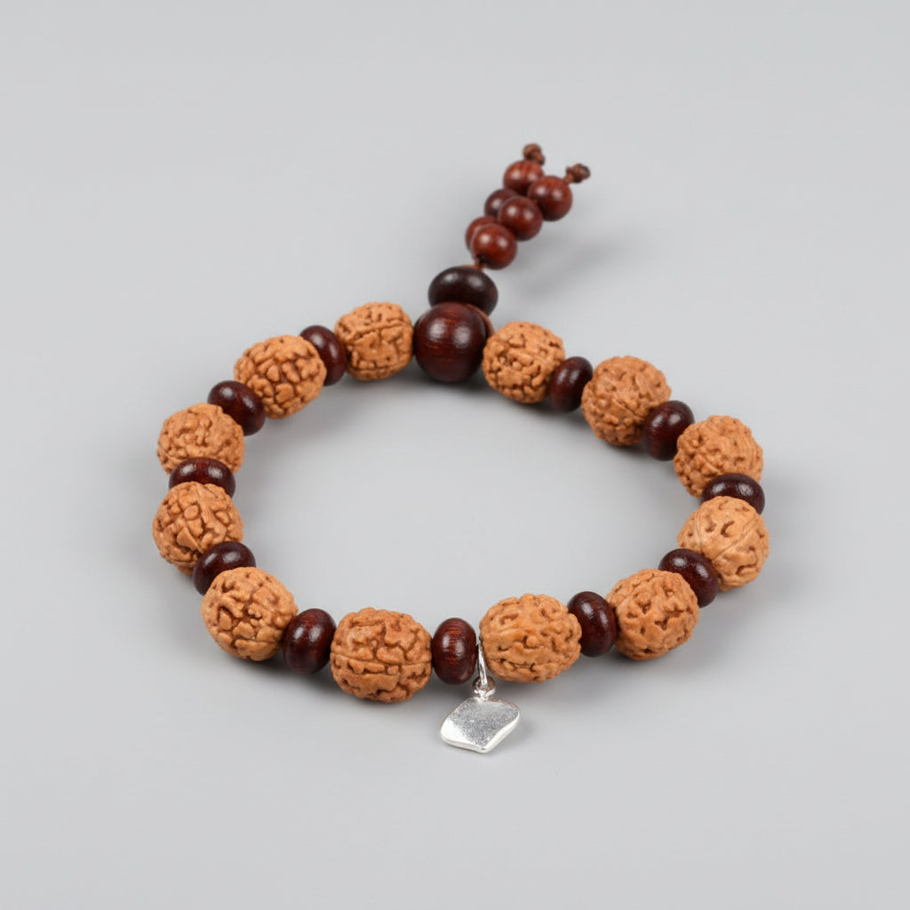 5 Mukhi Guru Bracelet from Java with Red Sandalwood Beads