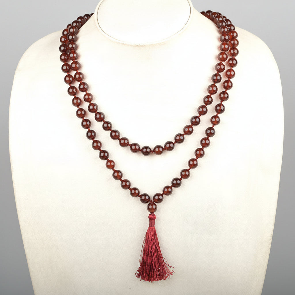 Natural Gomed Hessonite Mala-4 mm