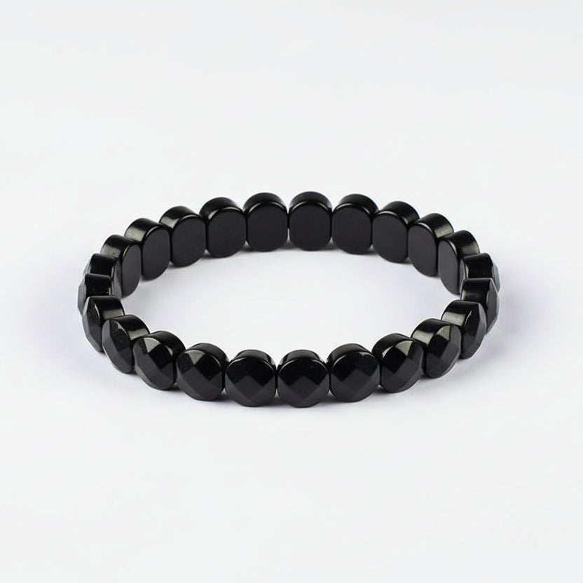 Black Jade Bracelet (Oval Faceted Beads) I